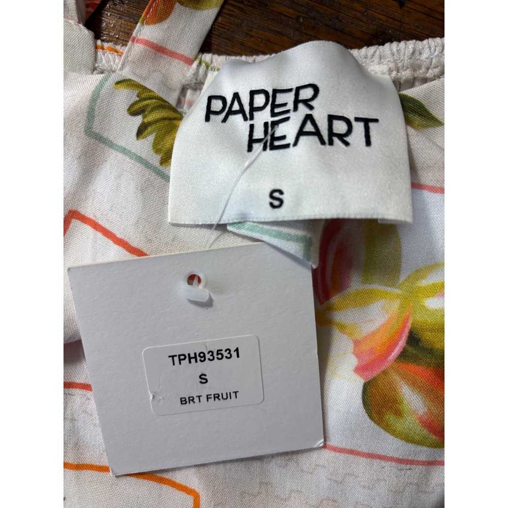 Paper Heart Fruit Print Maxi Dress White Citrus Tropical TPH93531 Small NWT - Picture 7 of 15